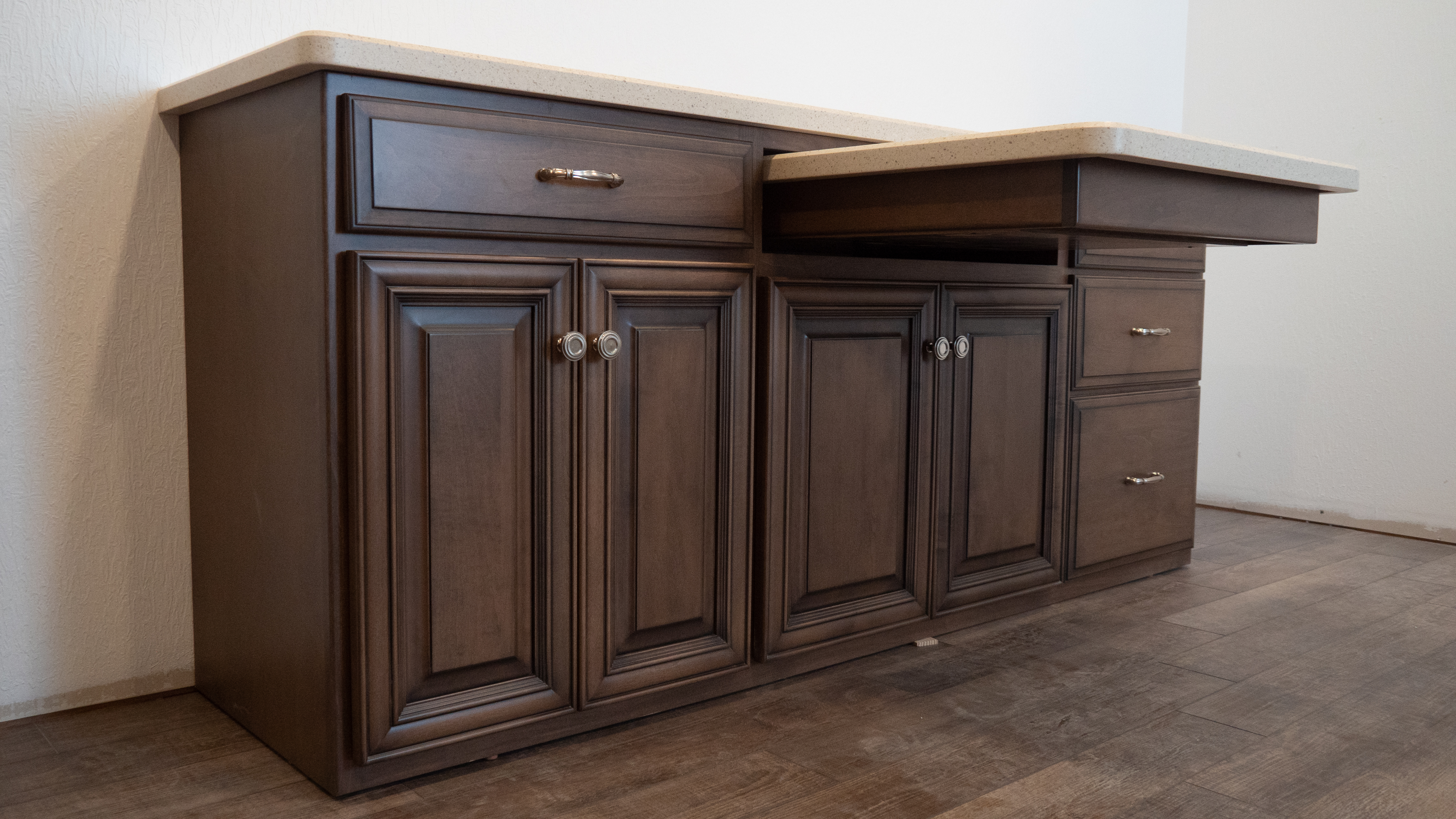 Custom cabinets with pullout table