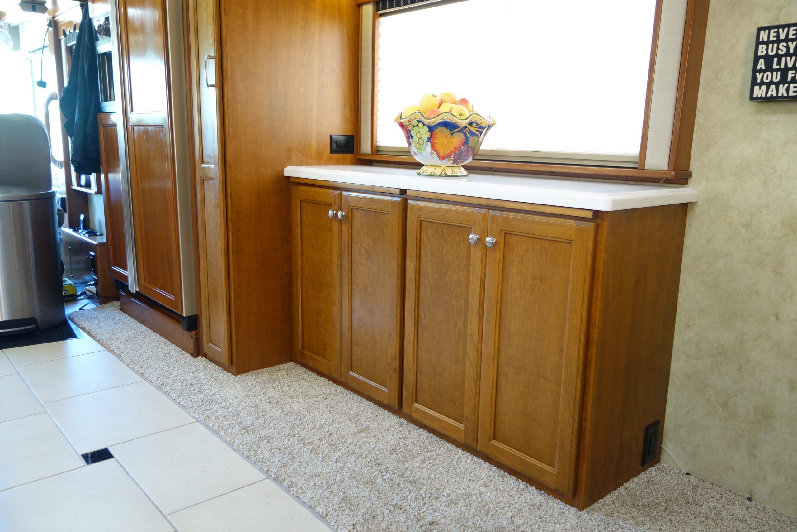 Custom RV cabinets under window